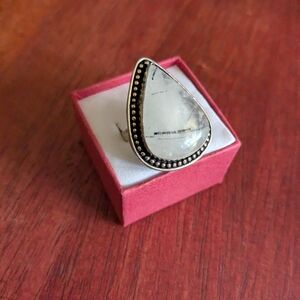 SOLD!! Handcrafted Black Rutile Oversized Teardrop Ring (7)